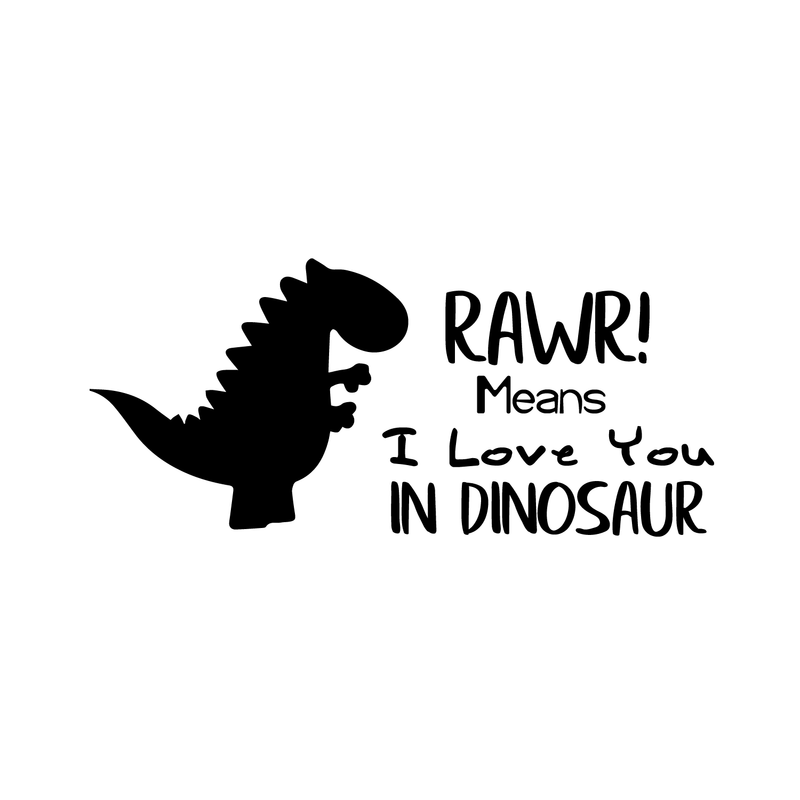 Vinyl Wall Art Decal - Rawr Means I Love You in Dinosaur - 16" x 36" - Cute Boys Little Girls Kids Adhesive Peel Off Sticker - Cute Nursery Bedroom Playroom Home Apartment Classroom Decor Stickers 1