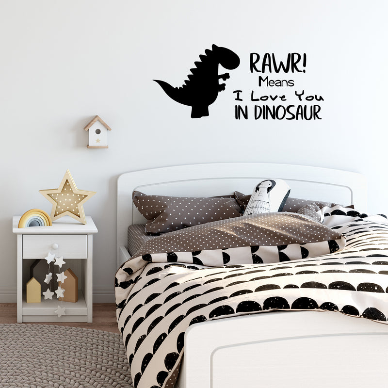 Vinyl Wall Art Decal - Rawr Means I Love You in Dinosaur - 16" x 36" - Cute Boys Little Girls Kids Adhesive Peel Off Sticker - Cute Nursery Bedroom Playroom Home Apartment Classroom Decor Stickers 3