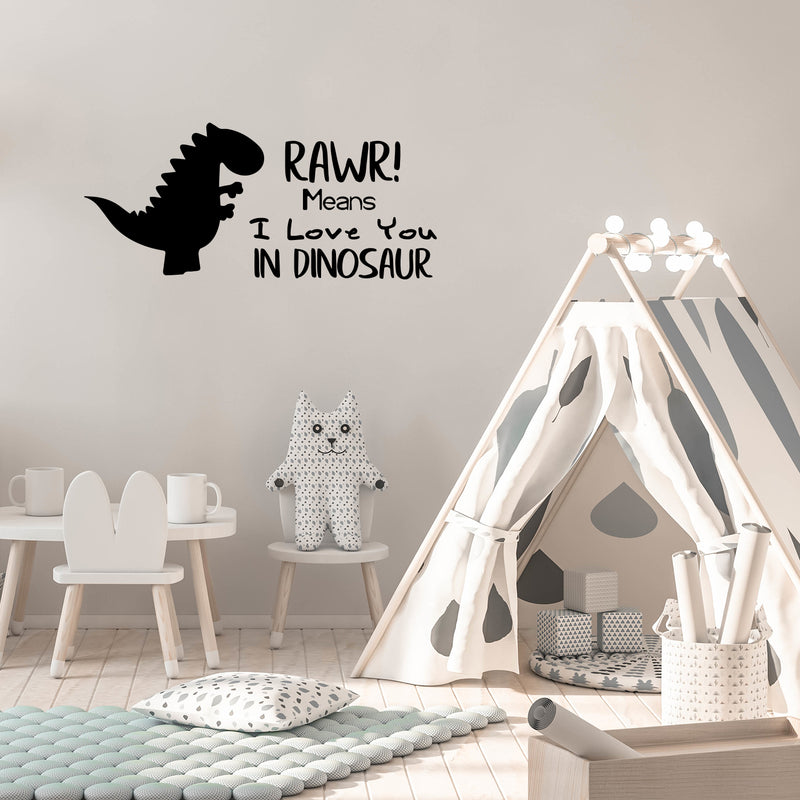 Vinyl Wall Art Decal - Rawr Means I Love You In Dinosaur - Cute Boys Little Girls Kids Adhesive Peel Off Sticker - Cute Nursery Bedroom Playroom Home Apartment Classroom Decor Stickers 5