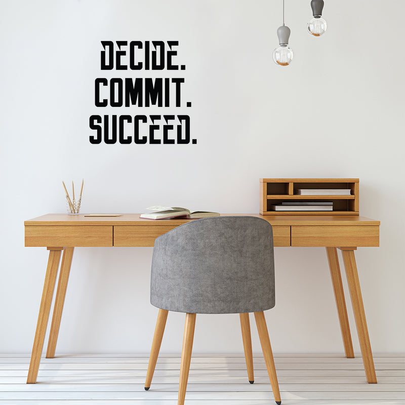 Vinyl Wall Art Decal - Decide Commit Succeed - 22" x 23" - Determination Modern Gym Fitness Lifestyle Peel and Stick Wall Decals - Waterproof Unisex Home Living Room Office Sticker Decor 2