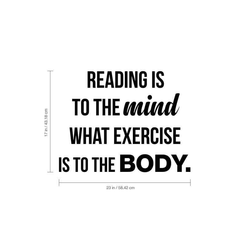 Vinyl Wall Art Decal - Reading Is To The Mind What Exercise Is To The Body - Reading Bookworm Motivational Home Living Room Bedroom Office Sticker Decor - Modern Peel And Stick Wall Decals 4