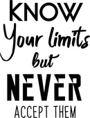Vinyl Wall Art Decal - Know Your Limits But Never Accept Them - Trendy Inspirational Home Living Room Bedroom Sticker Decor - Waterproof Peel And Stick Adhesive Decals 1