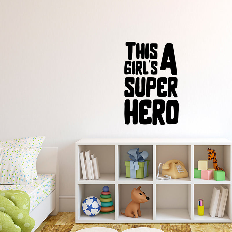 Vinyl Wall Art Decal - This Girl is A Superhero - 23" x 15" - Inspirational Women’s Home Living Room Office Work Bedroom Sticker Decor - Peel and Stick Adhesive Decals (23" x 15"; Black) 2