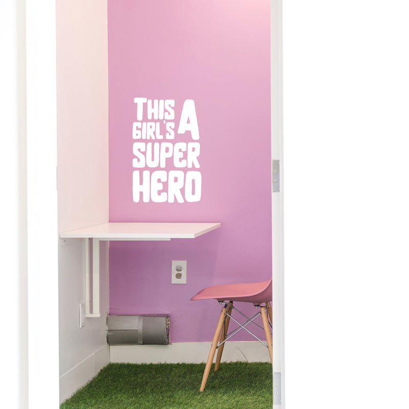 Vinyl Wall Art Decal - This Girl is A Superhero - 23" x 15" - Inspirational Women’s Home Living Room Office Work Bedroom Sticker Decor - Peel and Stick Adhesive Decals (23" x 15"; White) 3