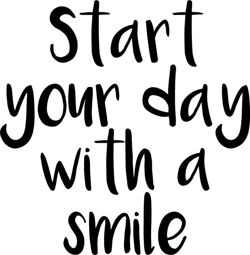 Vinyl Wall Art Decal - Start Your Day with A Smile - 23.5" x 23" - Positive Business Workplace Bedroom Decoration - Motivational Wall Home Office Apartment Decor Sticker Adherent 1