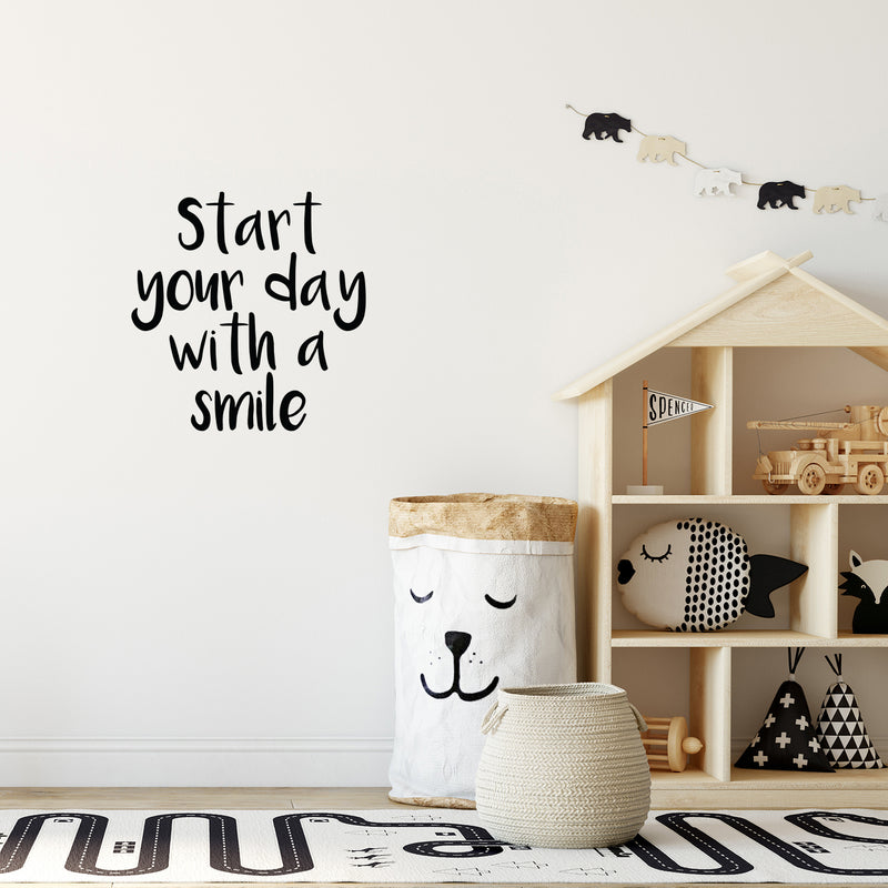 Vinyl Wall Art Decal - Start Your Day With A Smile - 23. Positive Business Workplace Bedroom Decoration - Motivational Wall Home Office Apartment Decor Sticker Adherent 3