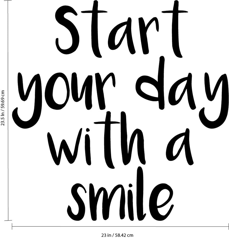 Vinyl Wall Art Decal - Start Your Day with A Smile - 23.5" x 23" - Positive Business Workplace Bedroom Decoration - Motivational Wall Home Office Apartment Decor Sticker Adherent 4