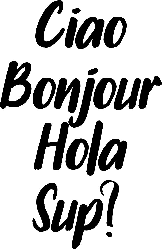 Vinyl Wall Art Decal - Ciao Bonjour Hola Sup - 23" x 15" - Office Workplace Wall Decor - Multi-Language Hello Sign for Business and Home Living Room Bedroom Apartment Decals 1