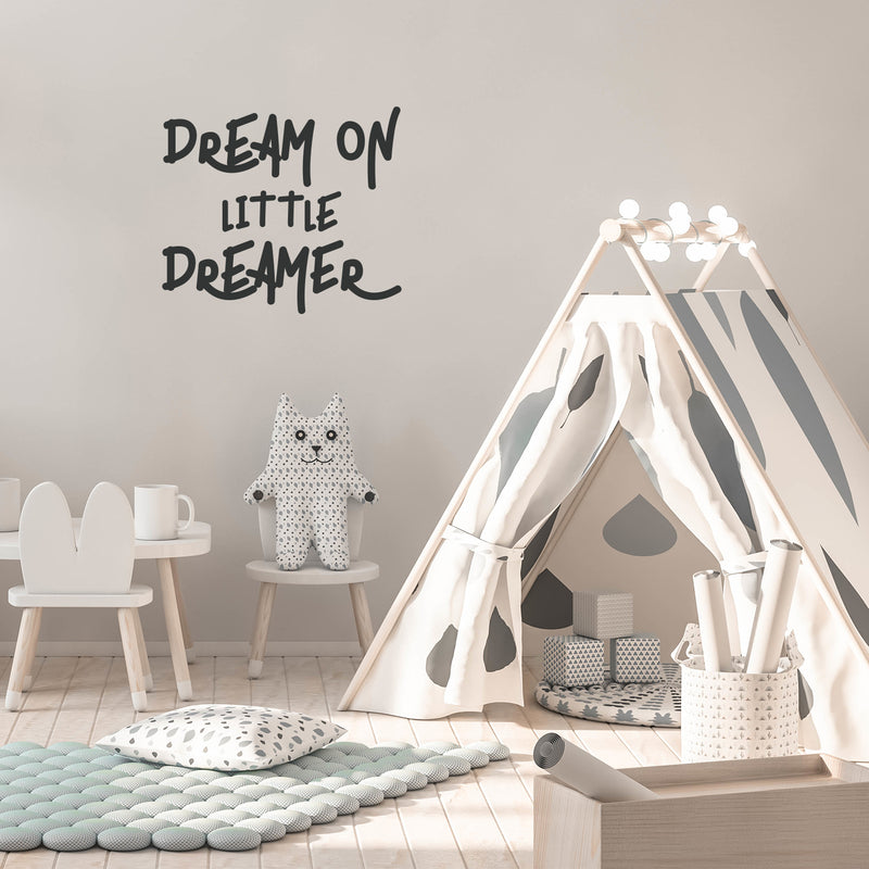 Vinyl Wall Art Decal - Dream On Little Dreamer - Inspiring Children's Quotes For Home Bedroom Wall Decor - Inspiring Little Kids Nursery Playroom Daycare Sticker Decals 2