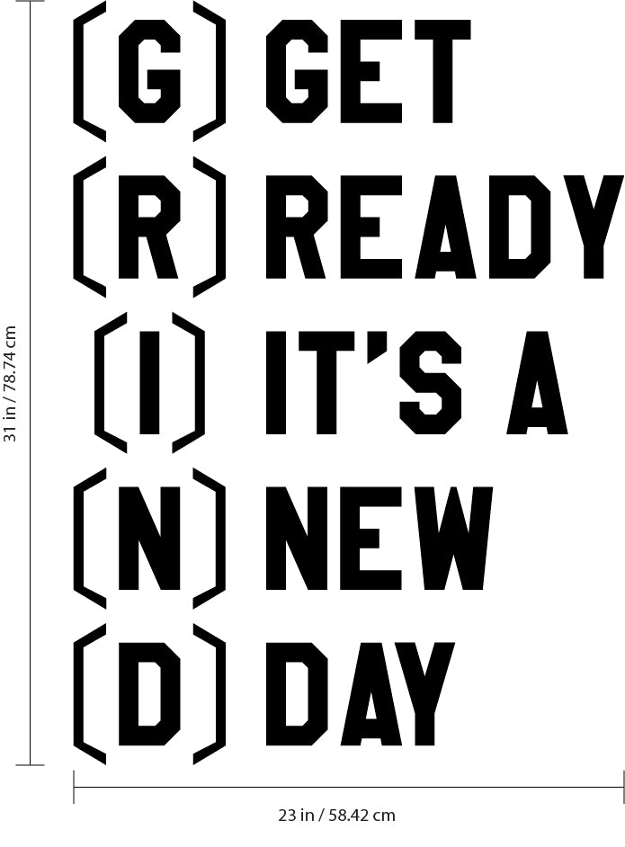 Vinyl Wall Art Decal - Grind Get Ready It’s A New Day - 31" x 23" - Inspiring Home Living Room Bedroom Gym and Fitness Decor - Peel and Stick Apartment Work Office Adhesive Decals 4