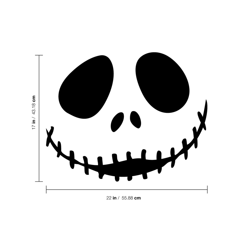 Vinyl Wall Art Decal - Jack Skellington Inspired Face - 17" x 22" - Fun Halloween Seasonal Decoration Sticker - Nightmare Before Christmas Indoor Outdoor Wall Door Window Living Room Office Decor 4
