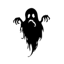 Vinyl Wall Art Decal - Sad Ghost - 27" x 20" - Fun Spooky Halloween Seasonal Movie Props Sticker - Kids Teens Adults Indoor Outdoor Wall Door Window Living Room Office Decor (27" x 20"; Black) 1