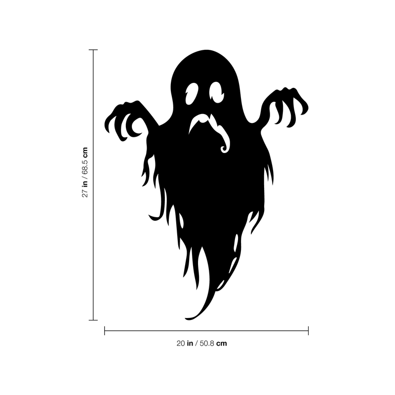Vinyl Wall Art Decal - Sad Ghost - 27" x 20" - Fun Spooky Halloween Seasonal Movie Props Sticker - Kids Teens Adults Indoor Outdoor Wall Door Window Living Room Office Decor (27" x 20"; Black) 3