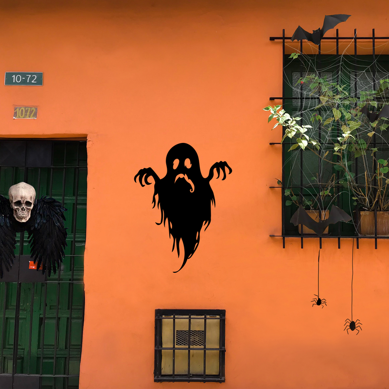 Vinyl Wall Art Decal - Sad Ghost - 27" x 20" - Fun Spooky Halloween Seasonal Movie Props Sticker - Kids Teens Adults Indoor Outdoor Wall Door Window Living Room Office Decor (27" x 20"; Black) 4