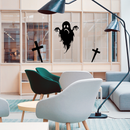 Vinyl Wall Art Decal - Sad Ghost - 27" x 20" - Fun Spooky Halloween Seasonal Movie Props Sticker - Kids Teens Adults Indoor Outdoor Wall Door Window Living Room Office Decor (27" x 20"; Black) 2
