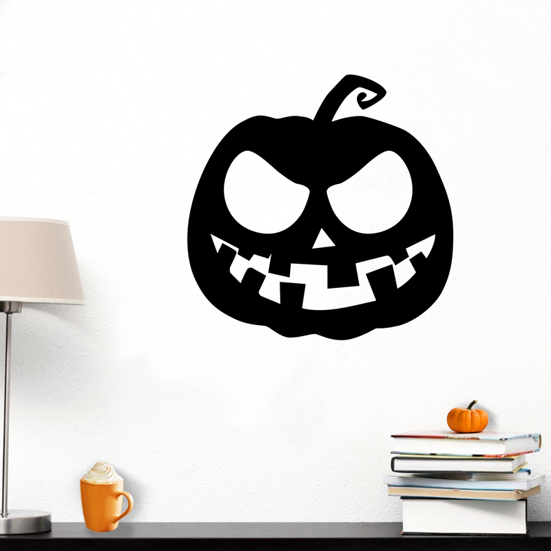 Vinyl Wall Art Decal - Scary Pumpkin - Fun Spooky Halloween Seasonal Decoration Sticker - Fall Season Indoor Outdoor Wall Door Window Living Room Office Decor (23" x 23"; Black) 3