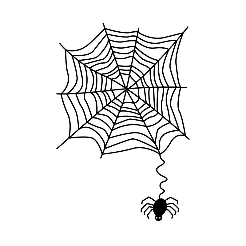 Vinyl Wall Art Decal - Spider and Spiderweb - 28" x 19" - Fun Spooky Halloween Seasonal Decoration Sticker - Cute Indoor Outdoor Wall Door Window Living Room Office Decor 1