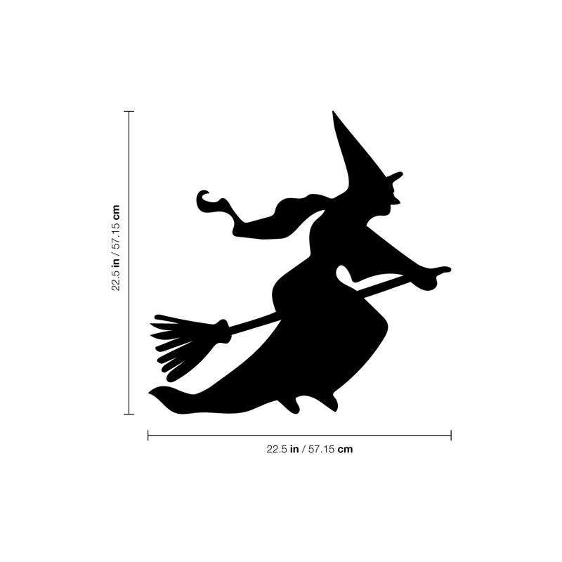 Vinyl Wall Art Decal - Flying Witch - 22.5" x 22.5" - Fun Spooky Halloween Seasonal Decoration Sticker - Teens Adults Indoor Outdoor Wall Door Window Living Room Office Decor 4