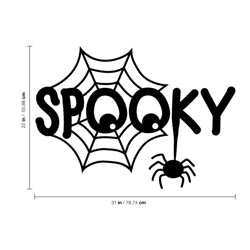 Vinyl Wall Art Decal - Spooky - 22" x 31" - Fun Spiderweb Eyes Halloween Seasonal Decoration Sticker - Teens Adults Indoor Outdoor Wall Door Window Living Room Office Decor 2