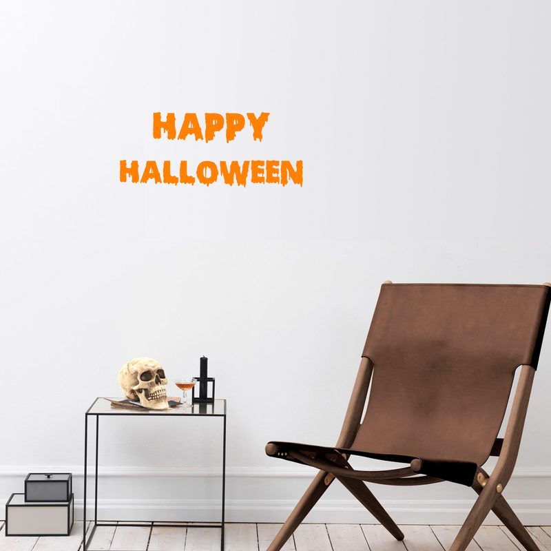 Vinyl Wall Art Decal - Happy Halloween - 9.5" x 23" - Fun Slime Seasonal Greeting Letters Decoration Sticker - Kids Teens Adults Indoor Outdoor Wall Door Window Living Room Office Decor 2