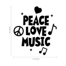Vinyl Wall Art Decal - Peace Love Music - 26" x 23" - Modern Urban Music Lover Quote for Home Living Room Bedroom Sticker - Trendy Good Vibes for Office Business Workplace Decor (26" x 23"; Black) 4