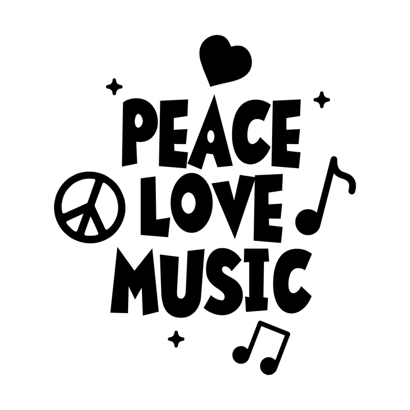 Vinyl Wall Art Decal - Peace Love Music - 26" x 23" - Modern Urban Music Lover Quote for Home Living Room Bedroom Sticker - Trendy Good Vibes for Office Business Workplace Decor (26" x 23"; Black) 1