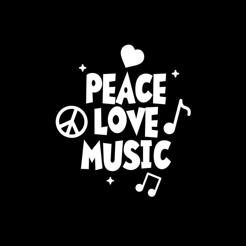 Vinyl Wall Art Decal - Peace Love Music - 26" x 23" - Modern Urban Music Lover Quote for Home Living Room Bedroom Sticker - Trendy Good Vibes for Office Business Workplace Decor (26" x 23"; White) 1