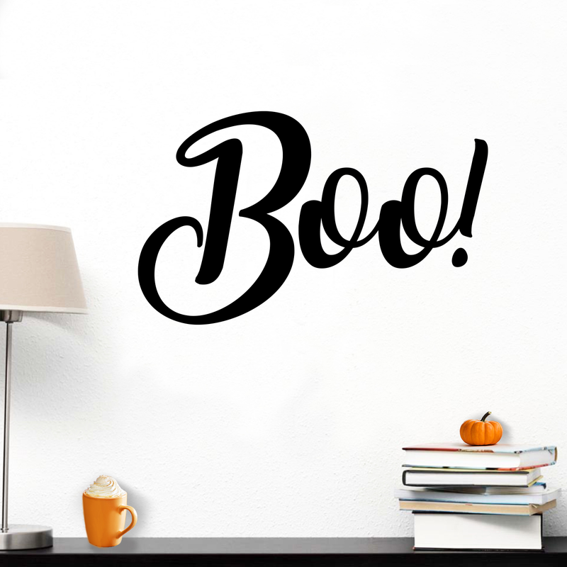 Vinyl Wall Art Decal - Boo - 11. Fun Brush Lettering Halloween Seasonal Decoration Sticker - Teens Adults Indoor Outdoor Wall Door Window Living Room Office Decor (11.5" x 19"; Black) 2