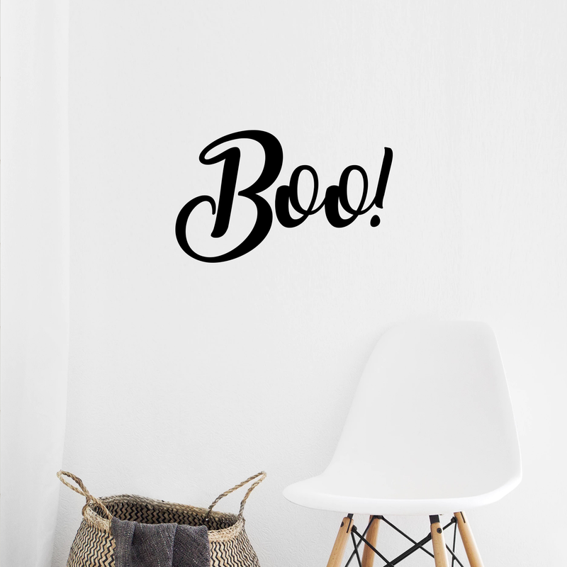 Vinyl Wall Art Decal - Boo - 11.5" x 19" - Fun Brush Lettering Halloween Seasonal Decoration Sticker - Teens Adults Indoor Outdoor Wall Door Window Living Room Office Decor (11.5" x 19"; Black) 4