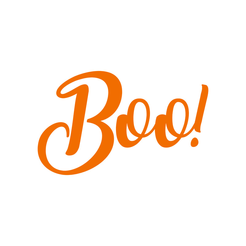 Vinyl Wall Art Decal - Boo - 11.5" x 19" - Fun Brush Lettering Halloween Seasonal Decoration Sticker - Teens Adults Indoor Outdoor Wall Door Window Living Room Office Decor (11.5" x 19"; Orange) 1