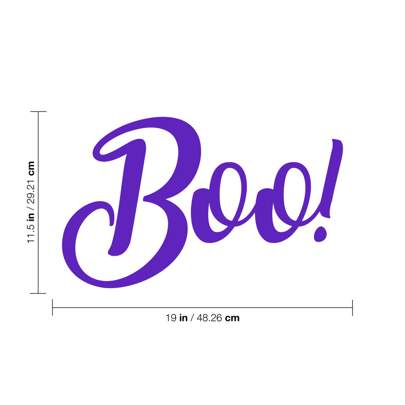 Vinyl Wall Art Decal - Boo - 11.5" x 19" - Fun Brush Lettering Halloween Seasonal Decoration Sticker - Teens Adults Indoor Outdoor Wall Door Window Living Room Office Decor (11.5" x 19"; Purple) 4