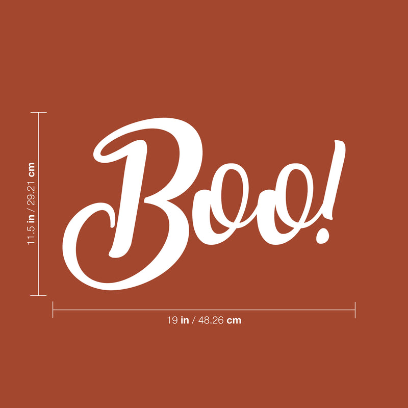 Vinyl Wall Art Decal - Boo - 11.5" x 19" - Fun Brush Lettering Halloween Seasonal Decoration Sticker - Teens Adults Indoor Outdoor Wall Door Window Living Room Office Decor (11.5" x 19"; White) 4