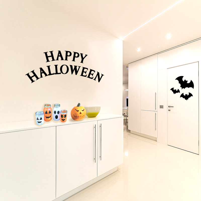 Vinyl Wall Art Decal - Happy Halloween - 19" x 40" - Fun Seasonal Greeting Letters Decoration Sticker - Kids Teens Adults Indoor Outdoor Wall Door Window Living Room Office Decor 3