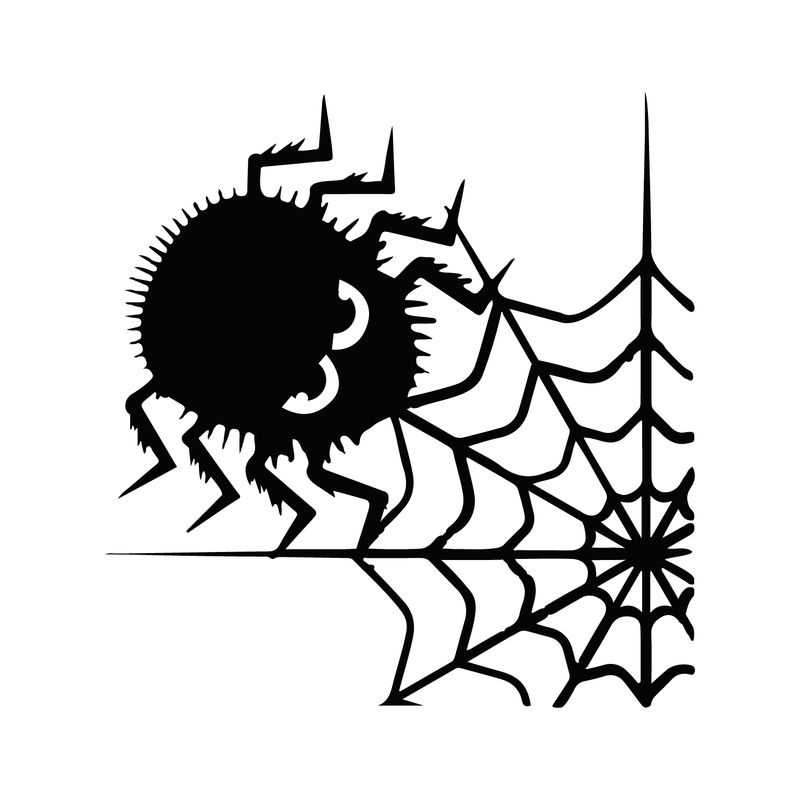 Vinyl Wall Art Decal - Big Spider and Web - 23" x 22" - Fun Halloween Seasonal Decoration Sticker - Kids Teens Adults Indoor Outdoor Wall Door Window Living Room Office Decor 1