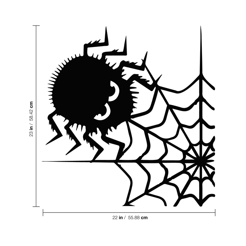 Vinyl Wall Art Decal - Big Spider And Web - Fun Halloween Seasonal Decoration Sticker - Kids Teens Adults Indoor Outdoor Wall Door Window Living Room Office Decor 4