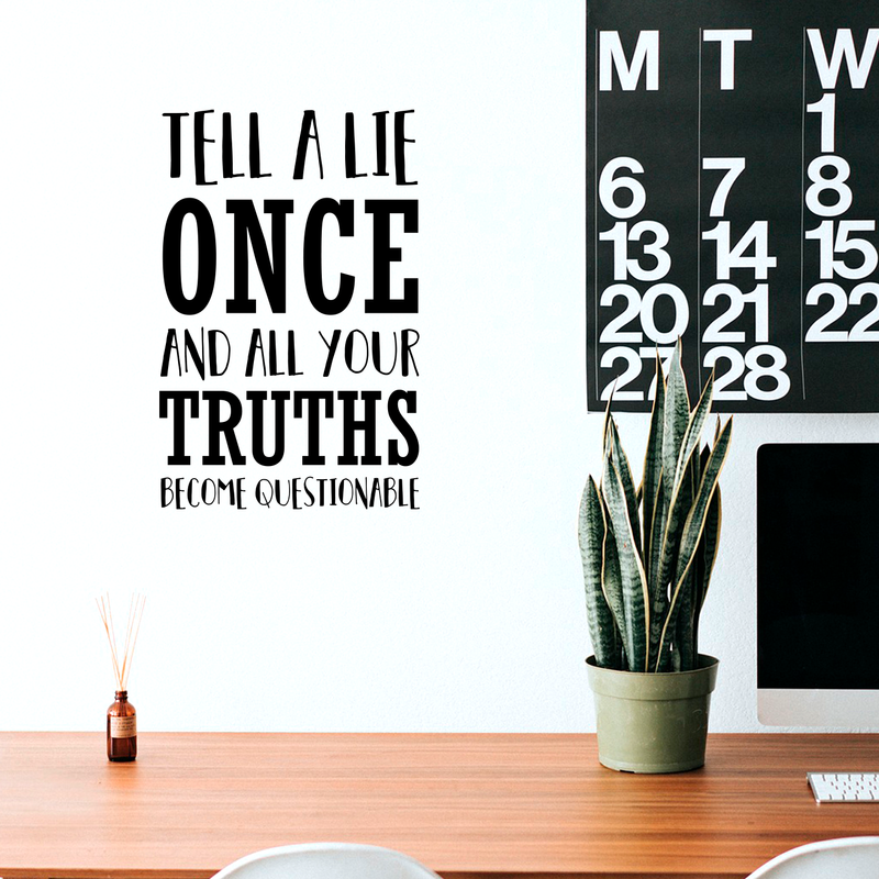 Vinyl Wall Art Decal - Tell A Lie Once And All Your Truths Become Questionable - Business Workplace Bedroom Decoration - Motivational Wall Home Office Decor Stickers 3