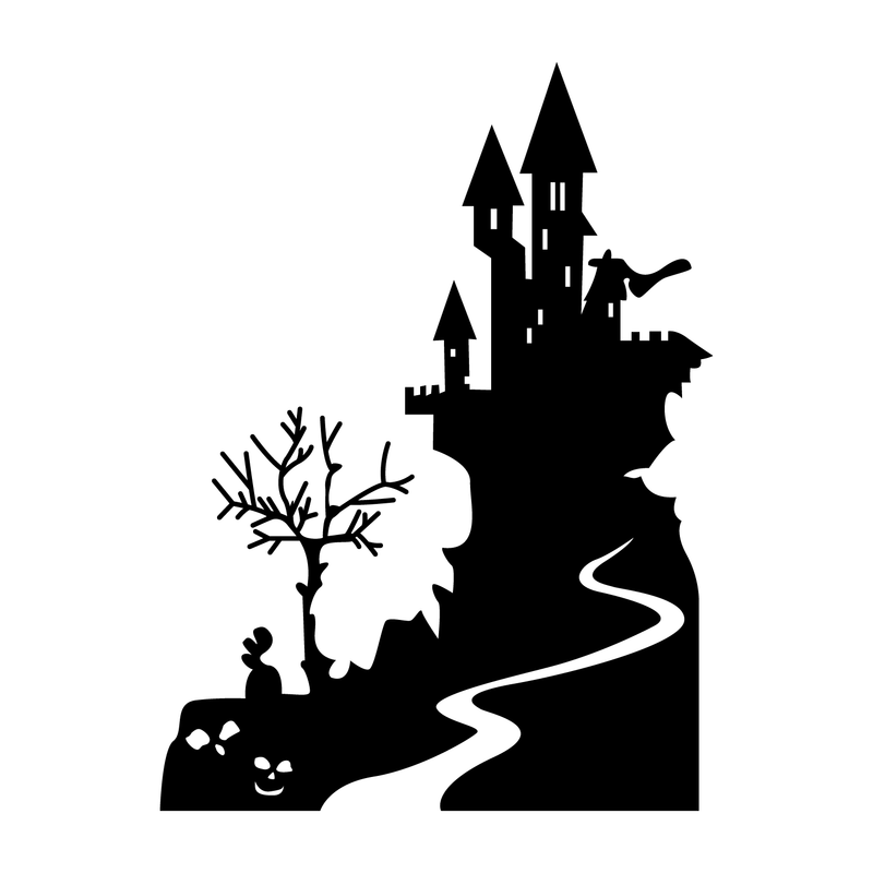 Vinyl Wall Art Decal - Halloween Castle - 30" x 22.5" - Spooky Seasonal Modern Decoration Sticker - Trendy Kids Teens Adults Indoor Outdoor Wall Door Window Living Room Office Decor 1
