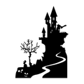 Vinyl Wall Art Decal - Halloween Castle - - Spooky Seasonal Modern Decoration Sticker - Trendy Kids Teens Adults Indoor Outdoor Wall Door Window Living Room Office Decor 1