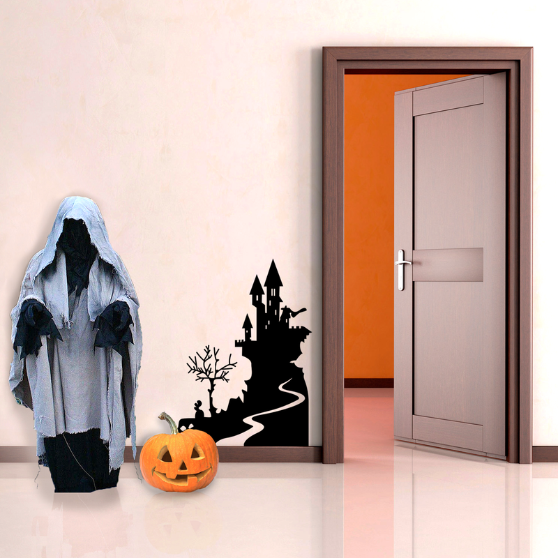 Vinyl Wall Art Decal - Halloween Castle - - Spooky Seasonal Modern Decoration Sticker - Trendy Kids Teens Adults Indoor Outdoor Wall Door Window Living Room Office Decor 3