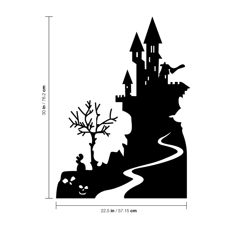 Vinyl Wall Art Decal - Halloween Castle - 30" x 22.5" - Spooky Seasonal Modern Decoration Sticker - Trendy Kids Teens Adults Indoor Outdoor Wall Door Window Living Room Office Decor 4