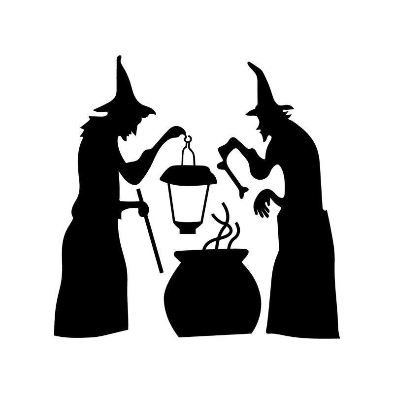 Vinyl Wall Art Decal - 2 Witches and Cauldron - 22.5" x 22.5" - Spooky Halloween Season Decoration Sticker - Trendy Kids Teens Adults Indoor Outdoor Wall Door Window Living Room Office Decor 1