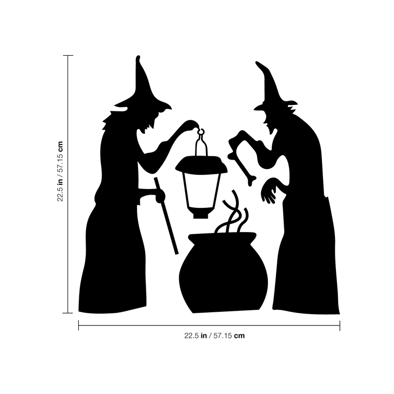 Vinyl Wall Art Decal - 2 Witches and Cauldron - 22.5" x 22.5" - Spooky Halloween Season Decoration Sticker - Trendy Kids Teens Adults Indoor Outdoor Wall Door Window Living Room Office Decor 4