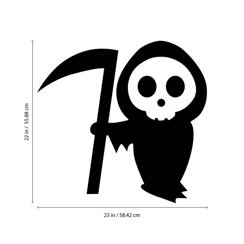 Vinyl Wall Art Decal - Cute Little Grim Reaper - Spooky Halloween Season Decoration Sticker - Trendy Kids Teens Adults Indoor Outdoor Wall Door Window Living Room Office Decor 4