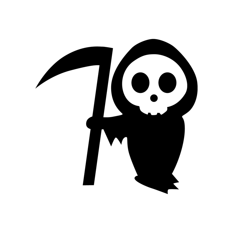 Vinyl Wall Art Decal - Cute Little Grim Reaper - 22" x 23" - Spooky Halloween Season Decoration Sticker - Trendy Indoor Outdoor Wall Door Window Living Room Office Decor (22" x 23"; Black) 1