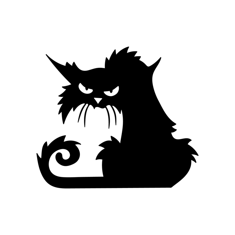 Vinyl Wall Art Decal - Angry Black Cat - 15" x 17" - Spooky Halloween Season Decoration Sticker - Trendy Kids Teens Adults Indoor Outdoor Wall Door Window Living Room Office Decor 1