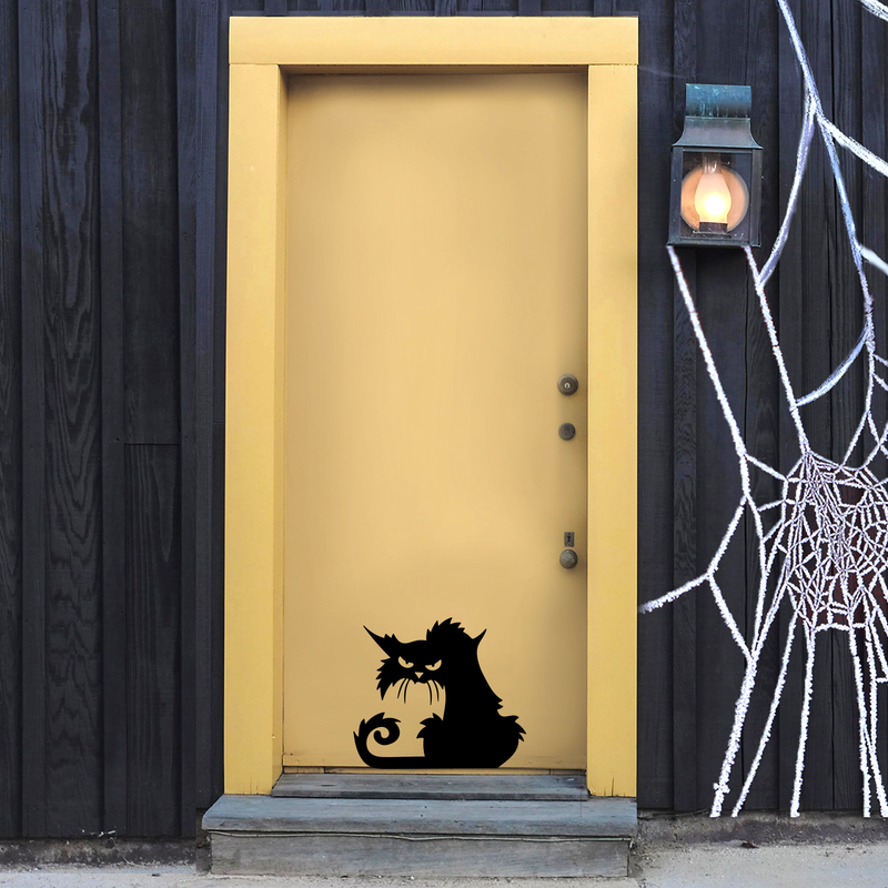 Vinyl Wall Art Decal - Angry Black Cat - Spooky Halloween Season Decoration Sticker - Trendy Kids Teens Adults Indoor Outdoor Wall Door Window Living Room Office Decor 2