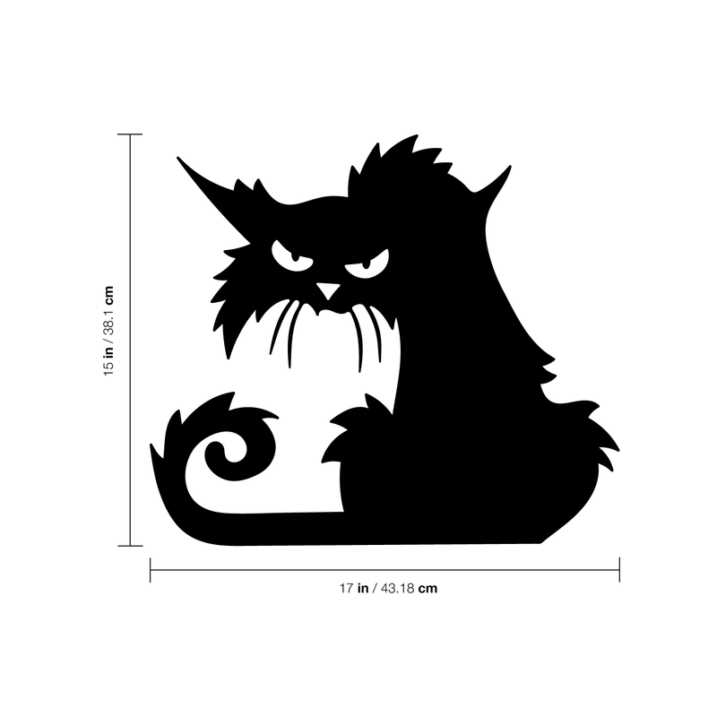 Vinyl Wall Art Decal - Angry Black Cat - 15" x 17" - Spooky Halloween Season Decoration Sticker - Trendy Kids Teens Adults Indoor Outdoor Wall Door Window Living Room Office Decor 4