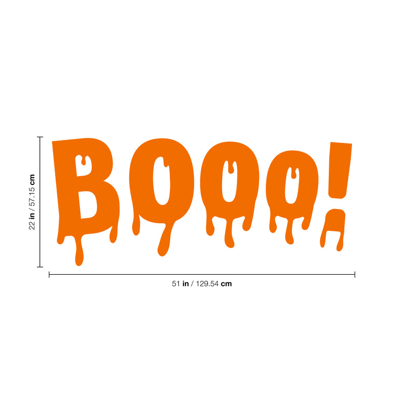 Vinyl Wall Art Decal - Booo - 22" x 51" - Fun Halloween Slimey Letters Seasonal Decoration Sticker - Kids Teens Adults Indoor Outdoor Wall Door Window Living Room Office Decor (22" x 51"; Orange) 3