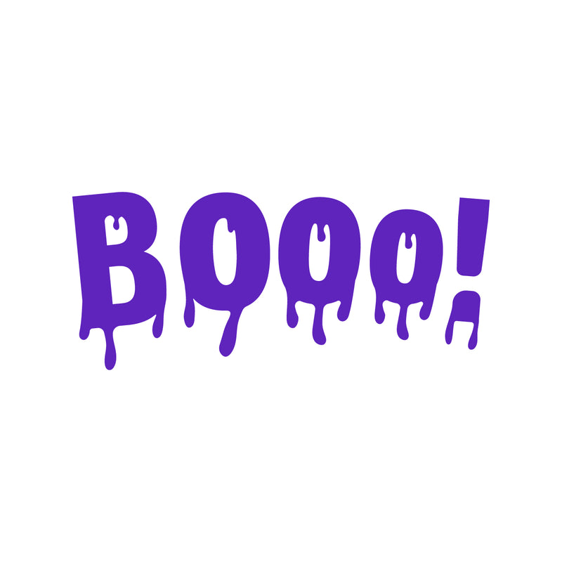 Vinyl Wall Art Decal - Booo - 22" x 51" - Fun Halloween Slimey Letters Seasonal Decoration Sticker - Kids Teens Adults Indoor Outdoor Wall Door Window Living Room Office Decor (22" x 51"; Purple) 2