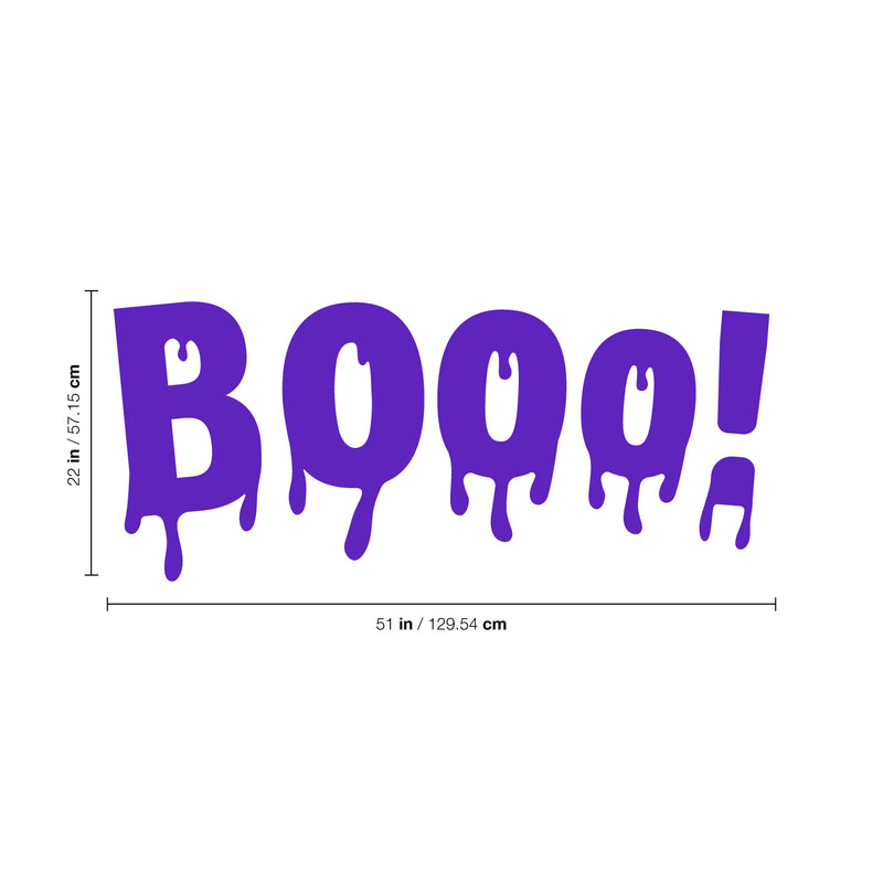 Vinyl Wall Art Decal - Booo - 22" x 51" - Fun Halloween Slimey Letters Seasonal Decoration Sticker - Kids Teens Adults Indoor Outdoor Wall Door Window Living Room Office Decor (22" x 51"; Purple) 3